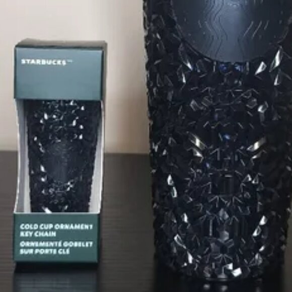 Starbucks Navy Blue [Jeweled] Starbucks 2024 Cold Cup Ornament Keychain NIB - Picture 6 of 7